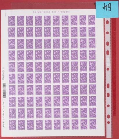 France 3732aa ND Feuille de 100 ex n° latéral...