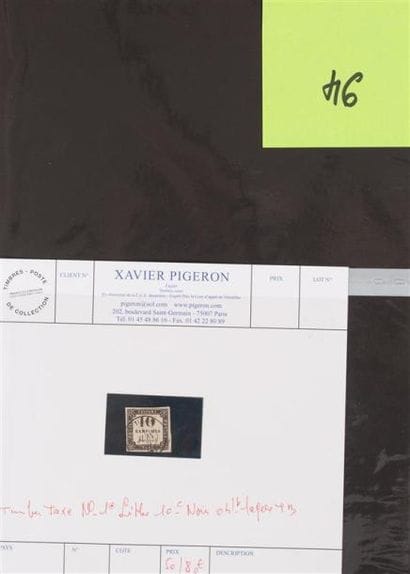 Taxe n° 1 oblitéré Litho 10c noir sur fragment...