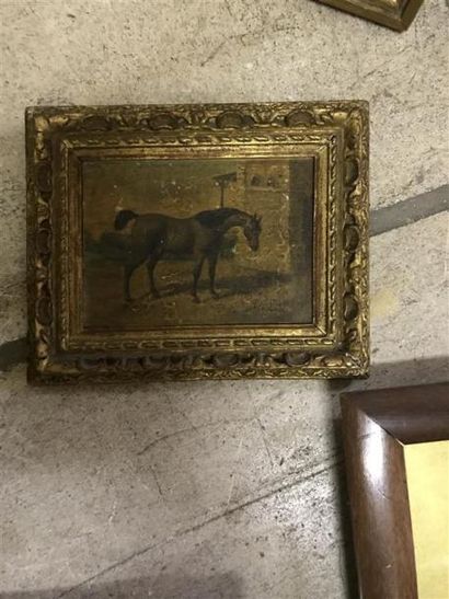 Ensemble comprenant deux gravures de chasse,...