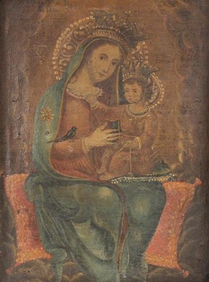Vierge à l'enfant. Travail probablement espagnole.
(forte...