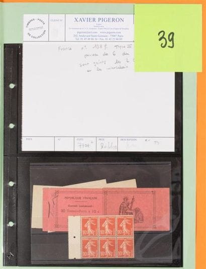 France Carnet 138f Type II (papier normal)...
