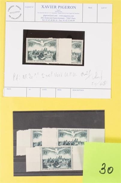 France Poste Aérienne 20 ** 500 F Vert UPU...