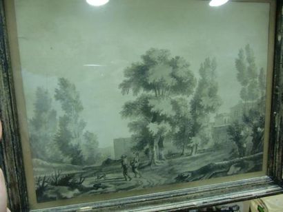 Ecole française XIXème.
Paysage animé
Dessin
22...