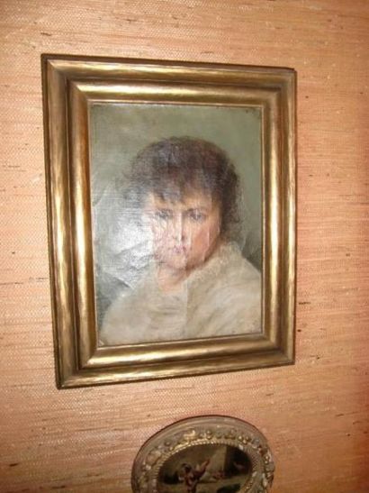 Ecole XIXème 
Portrait de jeune garçon
Huile...