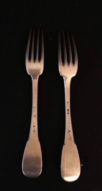 Paire de fourchettes uniplat en argent 950...