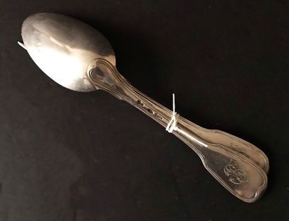 Couvert filet en argent 950 °/°° Paris 1787...