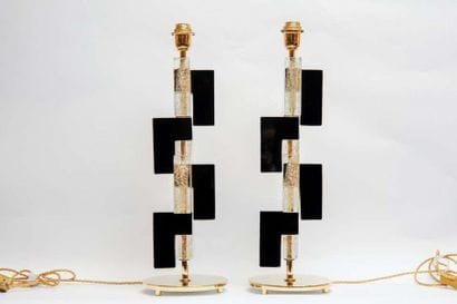 MURANO: Pair of constructivist lamps

black...