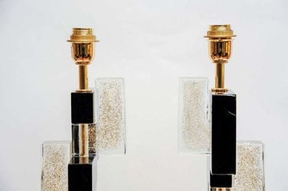 MURANO: Pair of constructivist lamps

black...