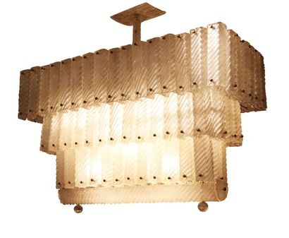 MURANO : Art deco chandelier with rectangular...