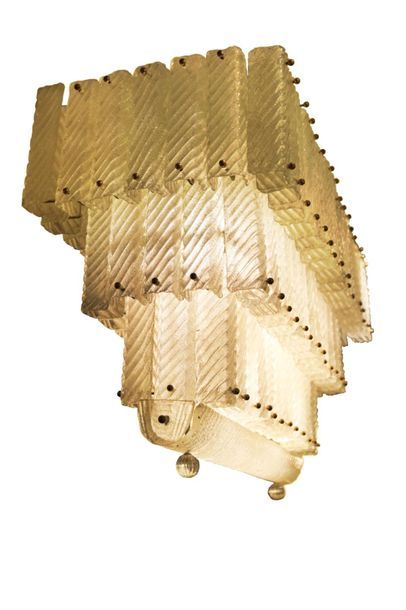 MURANO : Art deco chandelier with rectangular...