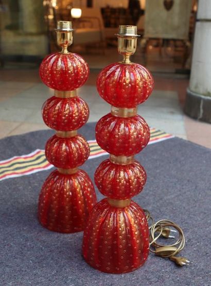 MURANO : Pair of lamps

red Murano glass...