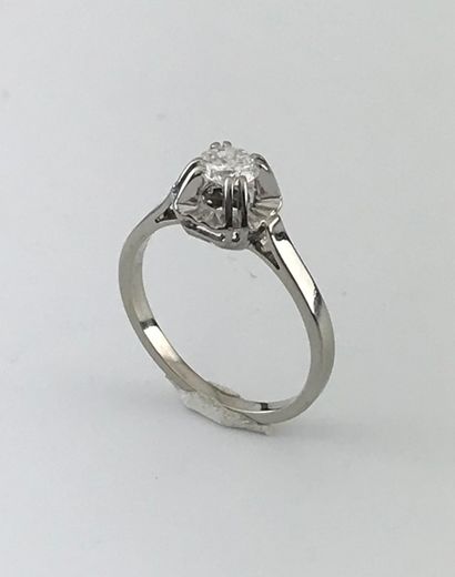Solitaire ring in white gold 750°/°° and...