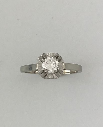 Solitaire ring in white gold 750°/°° and...