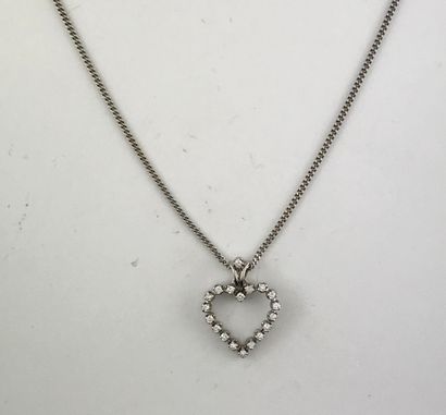 Chain and its heart pendant in white gold...