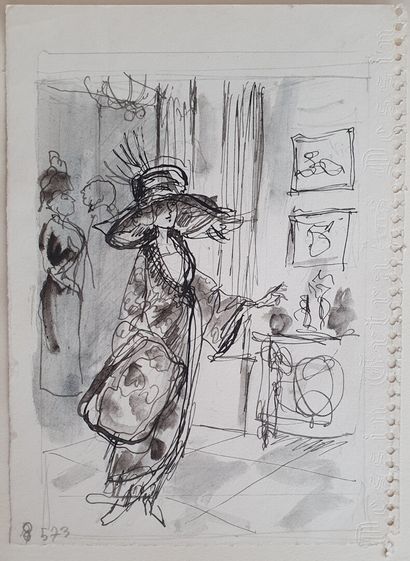 Philippe JULLIAN, Femme à la capeline, dessin
Philippe...