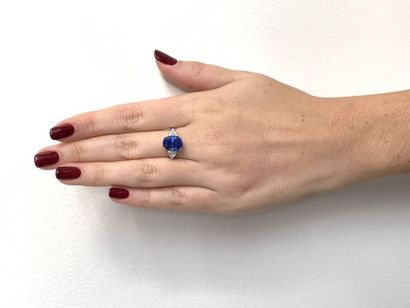 BAGUE en or gris, saphir et diamants
White...
