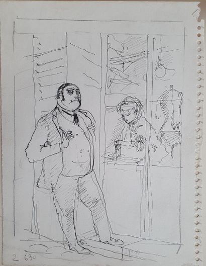 Philippe JULLIAN, Devant la vitrine, dessin
Philippe...