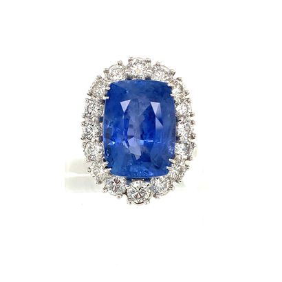 BAGUE en or gris, saphir et diamants
White...