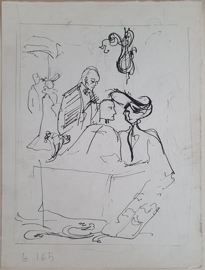 Philippe JULLIAN, Cinq personnages, dessin
Philippe...