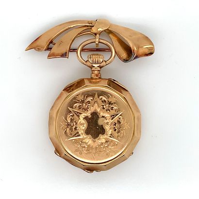 BROCHE PORTE-MONTRE en or et MONTRE DE COL...
