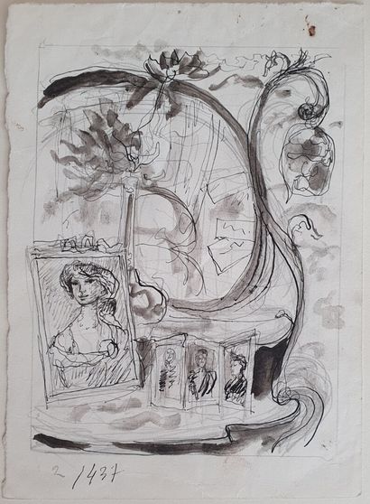 Philippe JULLIAN, Sur la coiffeuse, dessin
Philippe...