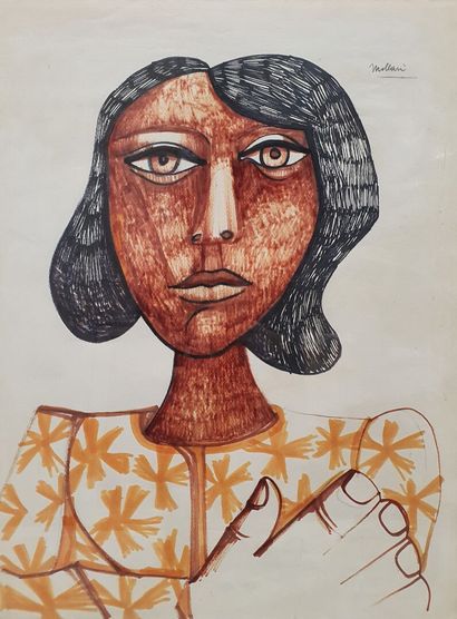 * Mario MOLLARI (1930-2010)
Portrait de femme
Dessin...