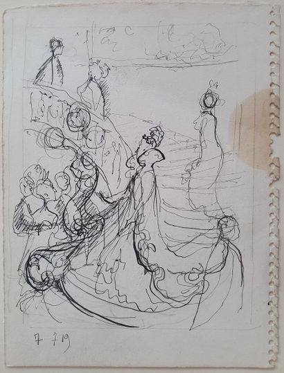 Philippe JULLIAN, Dans l'escalier, dessin
Philippe...