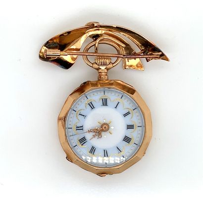 BROCHE PORTE-MONTRE en or et MONTRE DE COL...
