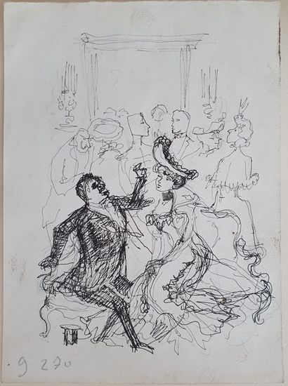 Philippe JULLIAN, Couple au canapé, dessin
Philippe...