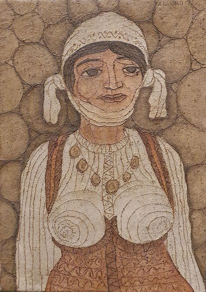 * Adem KASTRATI (1930-2000)
Portrait de femme,...