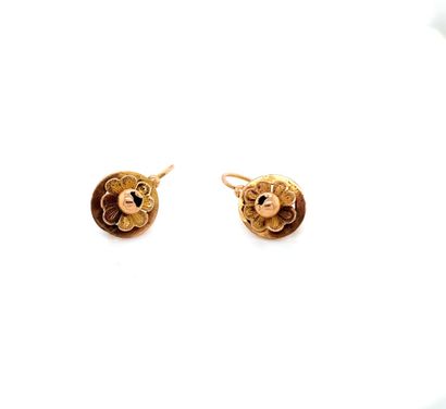Pair of gold (750‰) sleeper EARRINGS adorned...