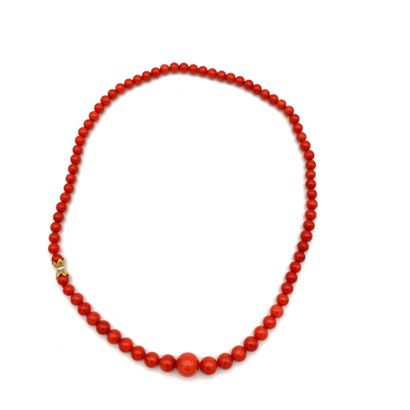 COLLIER en chute de perles de corail, le...