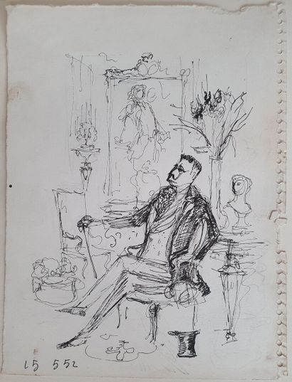 Philippe JULLIAN, Élégant assis, dessin
Philippe...