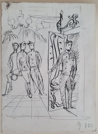 Philippe JULLIAN, Le portier, dessin
Philippe...