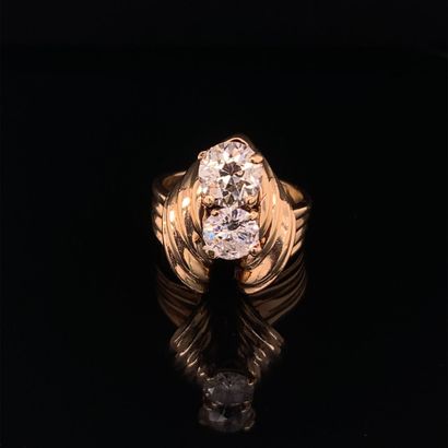 BAGUE en or ornée de deux diamants
Gold ring...