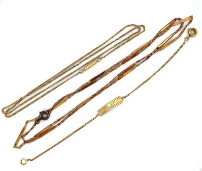TWO fine gold (750‰) child's NECK CHAIN and...