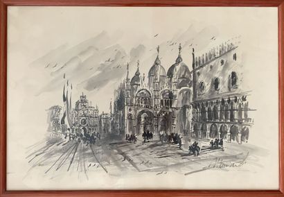 La place Saint Marc, dessin à l'encre
Modern...