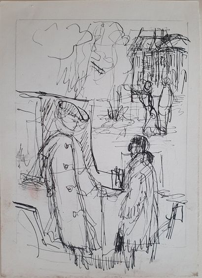 Philippe JULLIAN, Scène de rue, dessin
Philippe...