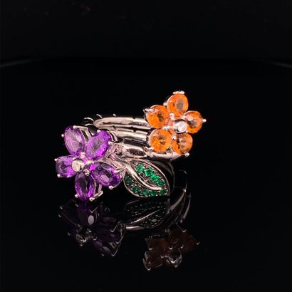 BAGUE en or gris ajustable en bague deux...