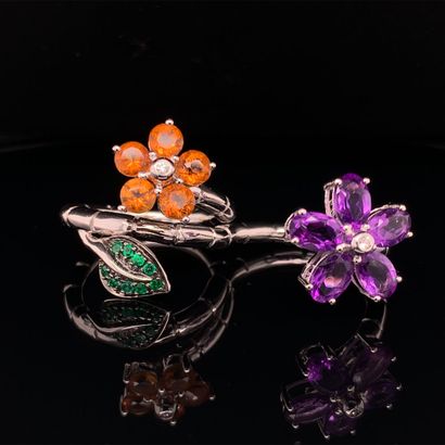 BAGUE en or gris ajustable en bague deux...