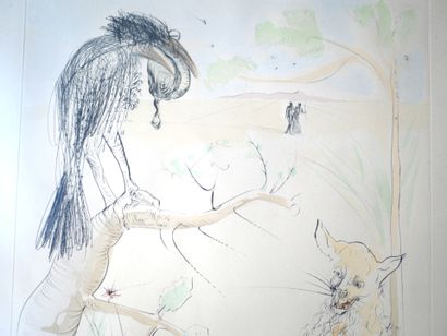Salvador DALI, Le Corbeau et le Renard, Pointe...