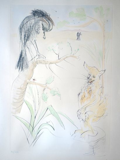 Salvador DALI, Le Corbeau et le Renard, Pointe...