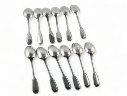 TWELVE SMALL COFFEE SPOONERS in silver (950‰)...