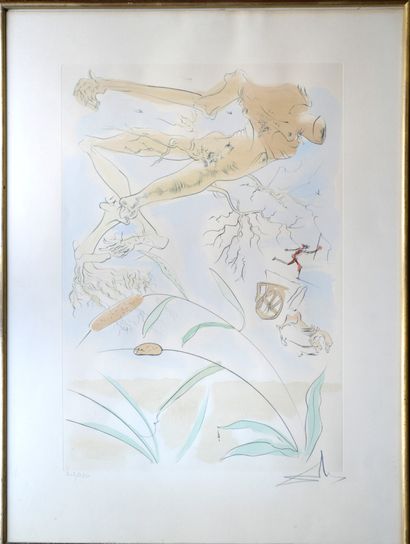 Salvador DALI, Le Chêne et le Roseau, Pointe...