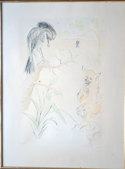 Salvador DALI, Le Corbeau et le Renard, Pointe...
