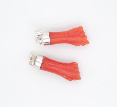 Lot de DEUX PENDENTIFS porte-bonheur en argent...