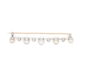 BROCHE barrette en or, perles, diamants taille...