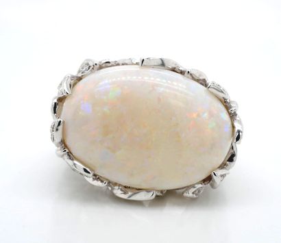 BAGUE en or, opale et diamants.
RING in white...