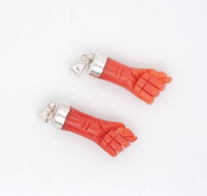 Lot de DEUX PENDENTIFS porte-bonheur en argent...