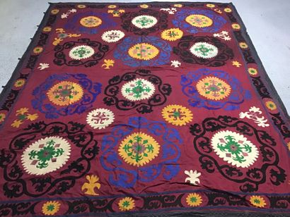 Fine Susani embroidery, Uzbekistan. Circa...
